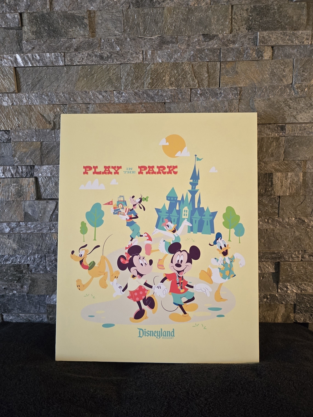 RARE!! Disney Play in the Park Yellow Mickey & Friends Wall Art NWT